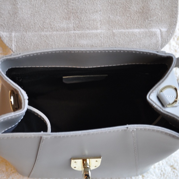 Gray Leather with Suede Stitching Backpack Purse